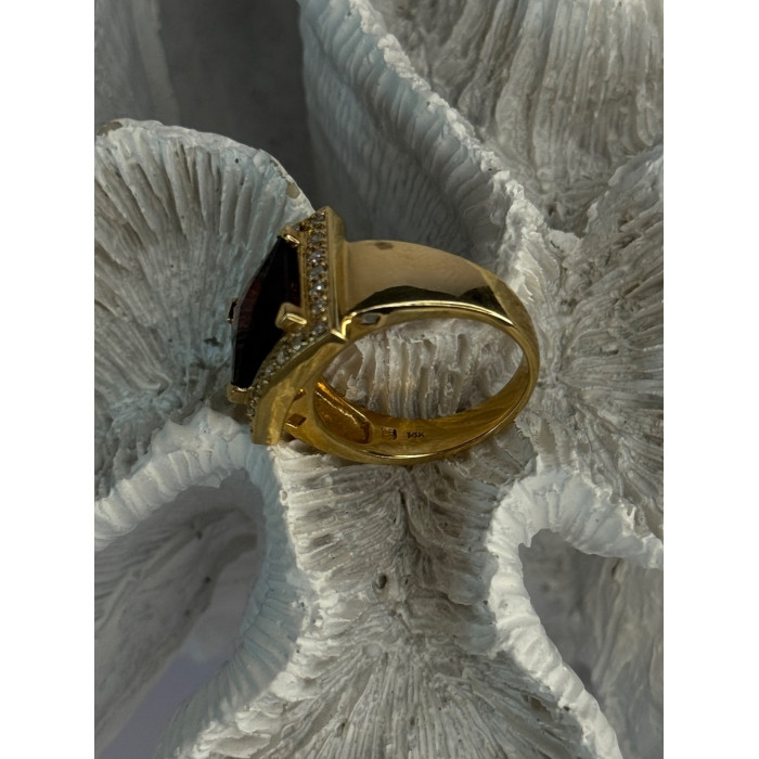 14K Yellow Gold Rubellite & Beryl Ring Size 8