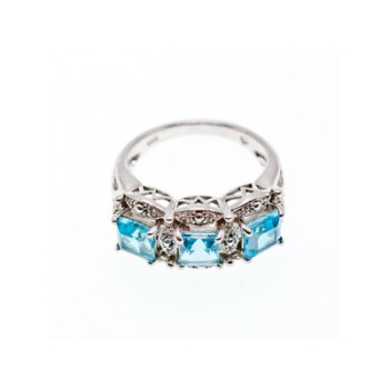 925 Sterling Silver Topaz Ring Size 8
