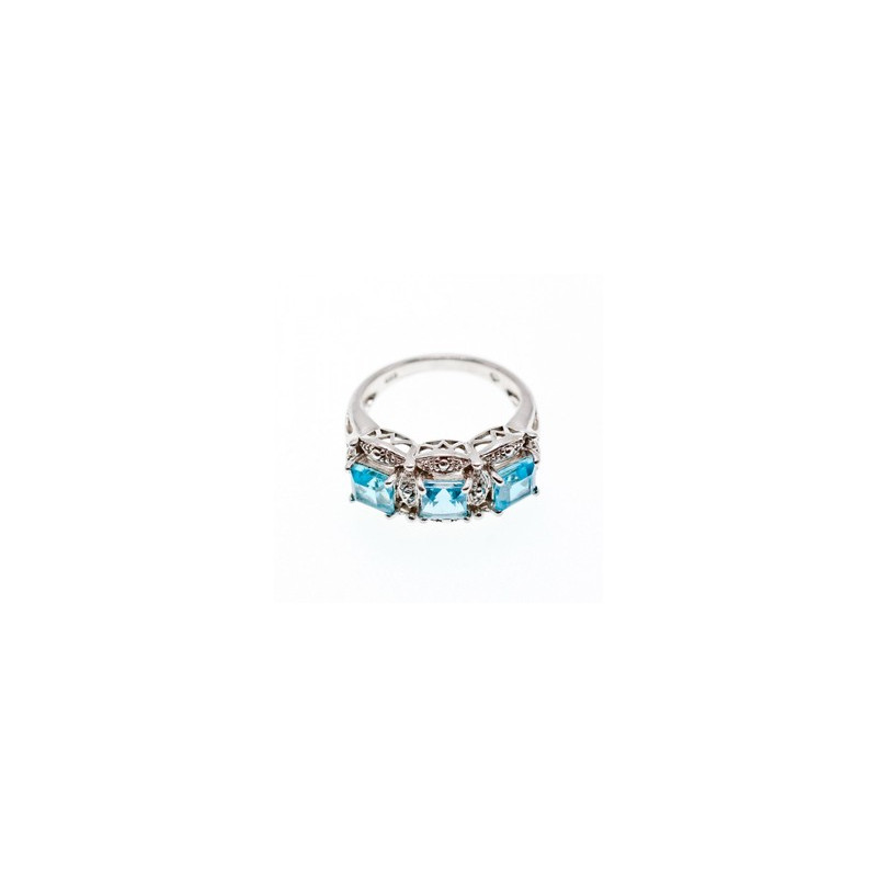 925 Sterling Silver Topaz Ring Size 8