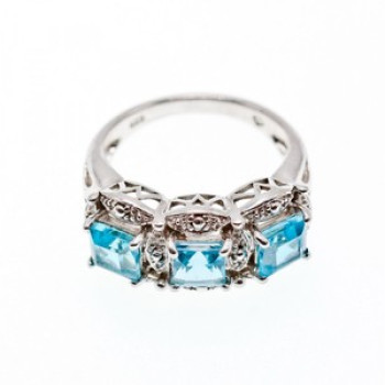 925 Sterling Silver Topaz Ring Size 8