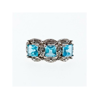 925 Sterling Silver Topaz Ring Size 8