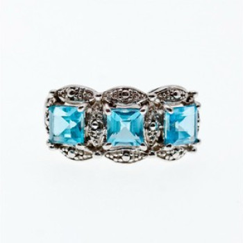 925 Sterling Silver Topaz Ring Size 8