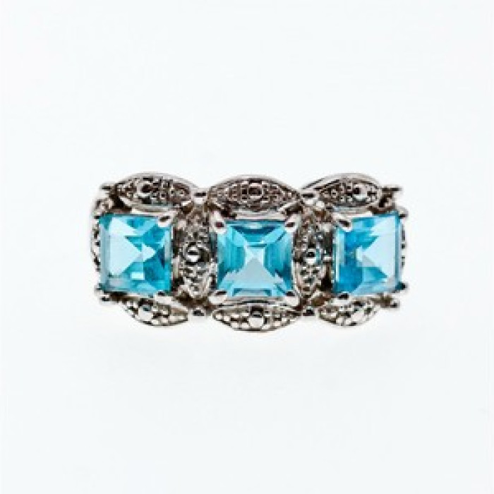 925 Sterling Silver Topaz Ring Size 8