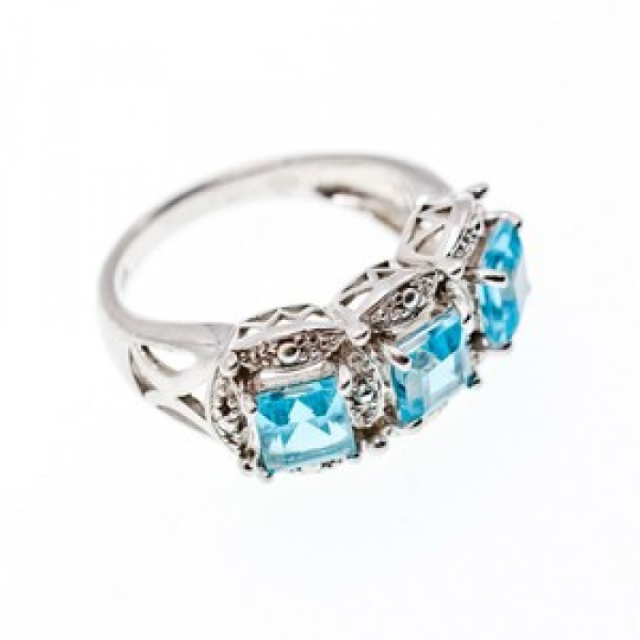 925 Sterling Silver Topaz Ring Size 8