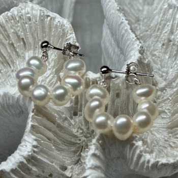 925 Sterling Silver Fresh Water Pearl Earrings Length 0.8 Inch