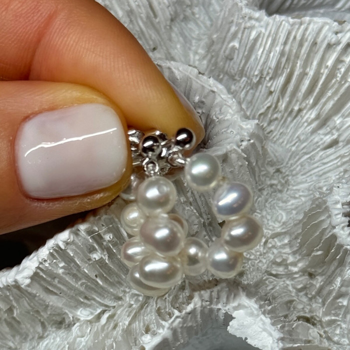 925 Sterling Silver Fresh Water Pearl Earrings Length 0.8 Inch