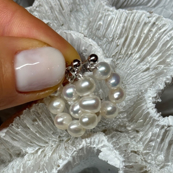 925 Sterling Silver Fresh Water Pearl Earrings Length 0.8 Inch