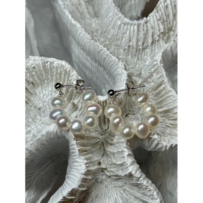 925 STERLING SILVER FRESH WATER PEARL EARRINGS LENGTH 0.8 Inch