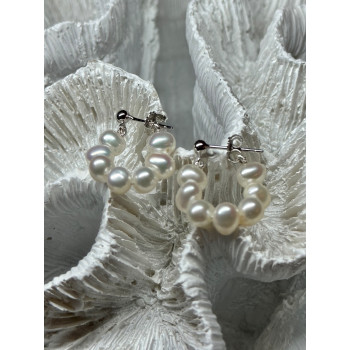 925 STERLING SILVER FRESH WATER PEARL EARRINGS LENGTH 0.8 Inch