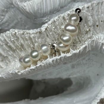 925 Sterling Silver Fresh Water Pearl Earrings Length 0.8 Inch
