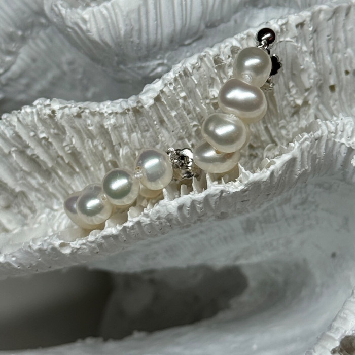 925 Sterling Silver Fresh Water Pearl Earrings Length 0.8 Inch