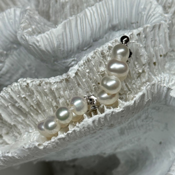 925 Sterling Silver Fresh Water Pearl Earrings Length 0.8 Inch