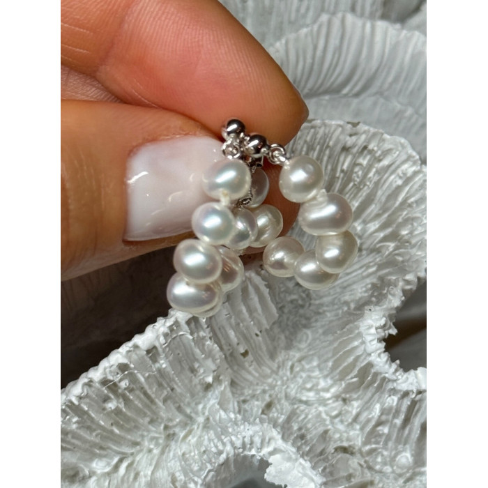 925 STERLING SILVER FRESH WATER PEARL EARRINGS LENGTH 0.8 Inch