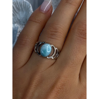 925 Sterling Silver Larimar Ring Size 7