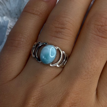 925 Sterling Silver Larimar Ring Size 7
