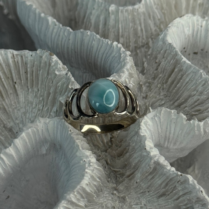 925 Sterling Silver Larimar Ring Size 7