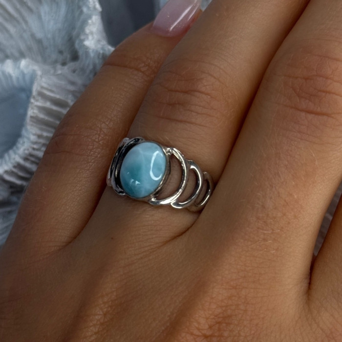 925 Sterling Silver Larimar Ring Size 7