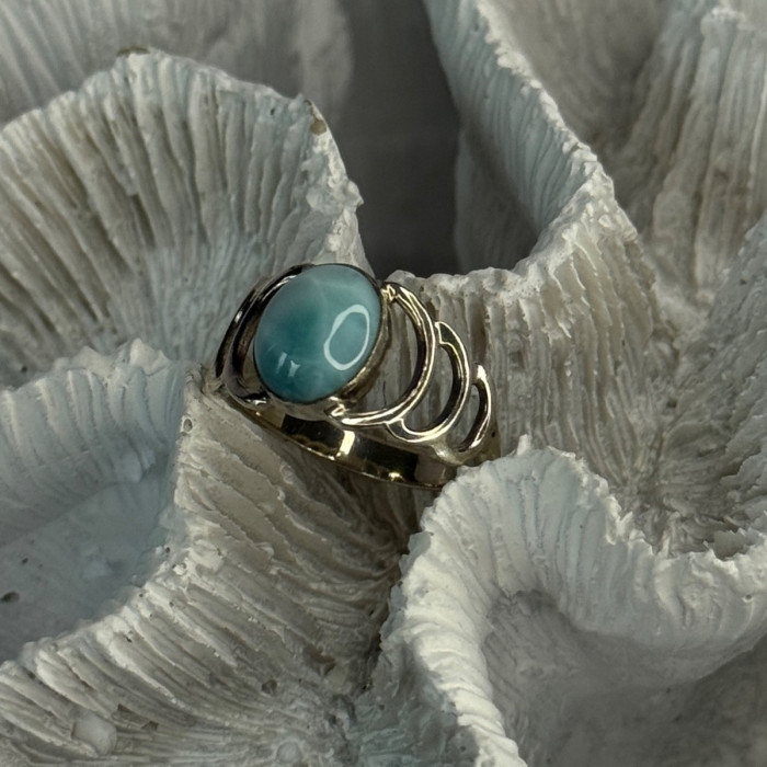 925 Sterling Silver Larimar Ring Size 7