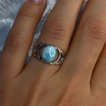 925 Sterling Silver Larimar Ring Size 7