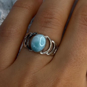 925 Sterling Silver Larimar Ring Size 7