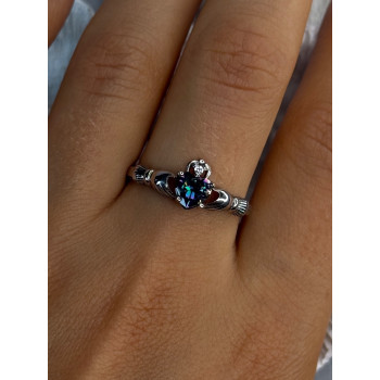 925 Sterling Silver Alexandrite Heart Ring Size 10