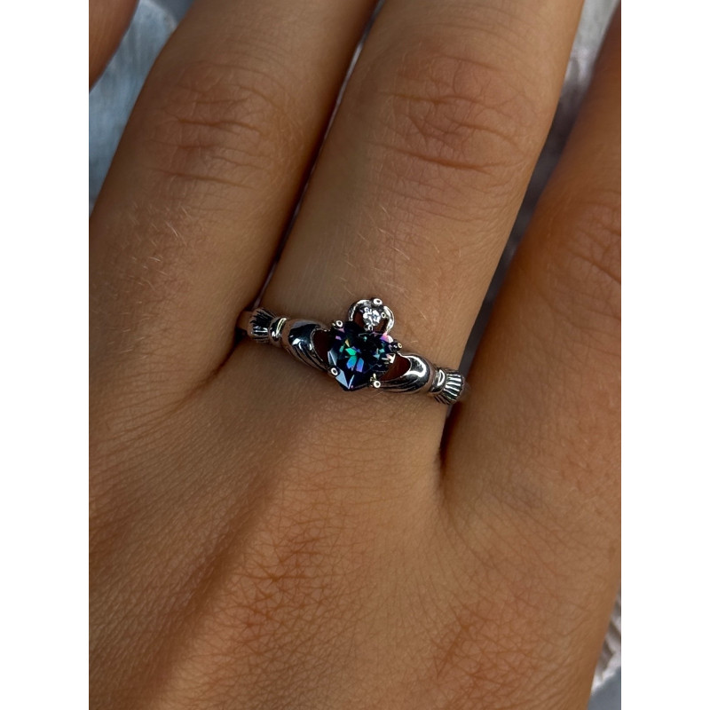925 Sterling Silver Alexandrite Heart Ring Size 10