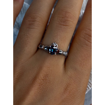 925 Sterling Silver Alexandrite Heart Ring Size 10