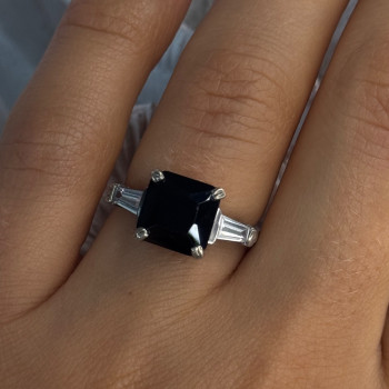 925 Sterling Silver Black Onyx & Beryl Ring Size 7
