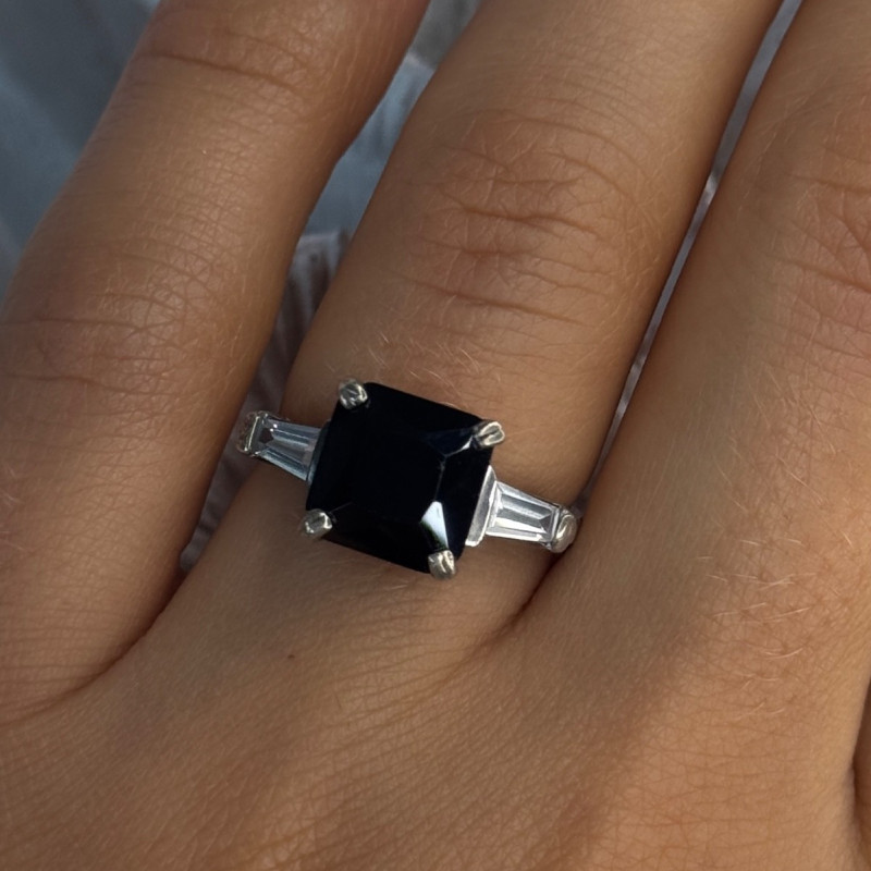 925 Sterling Silver Black Onyx & Beryl Ring Size 7