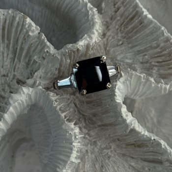 925 Sterling Silver Black Onyx & Beryl Ring Size 7