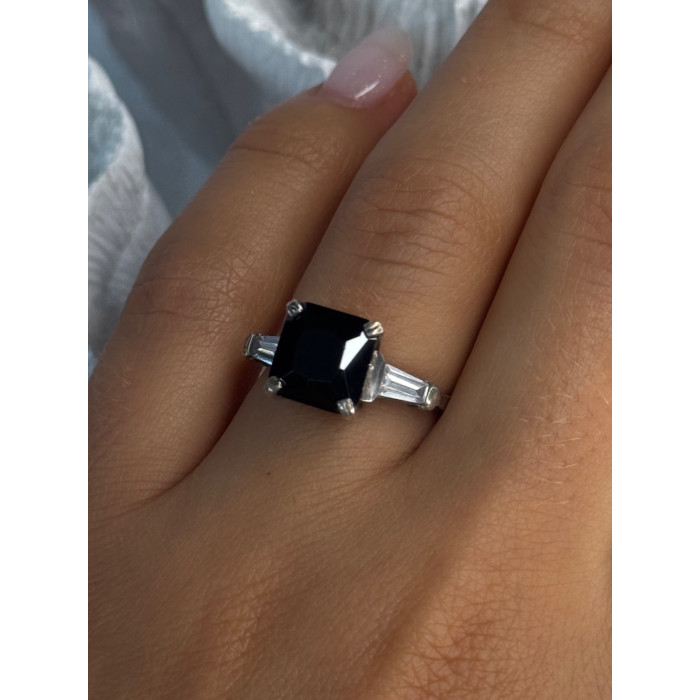 925 Sterling Silver Black Onyx & Beryl Ring Size 7