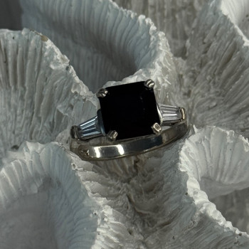 925 Sterling Silver Black Onyx & Beryl Ring Size 7