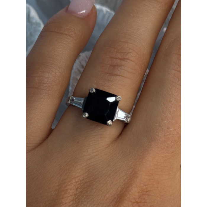 925 Sterling Silver Black Onyx & Beryl Ring Size 7