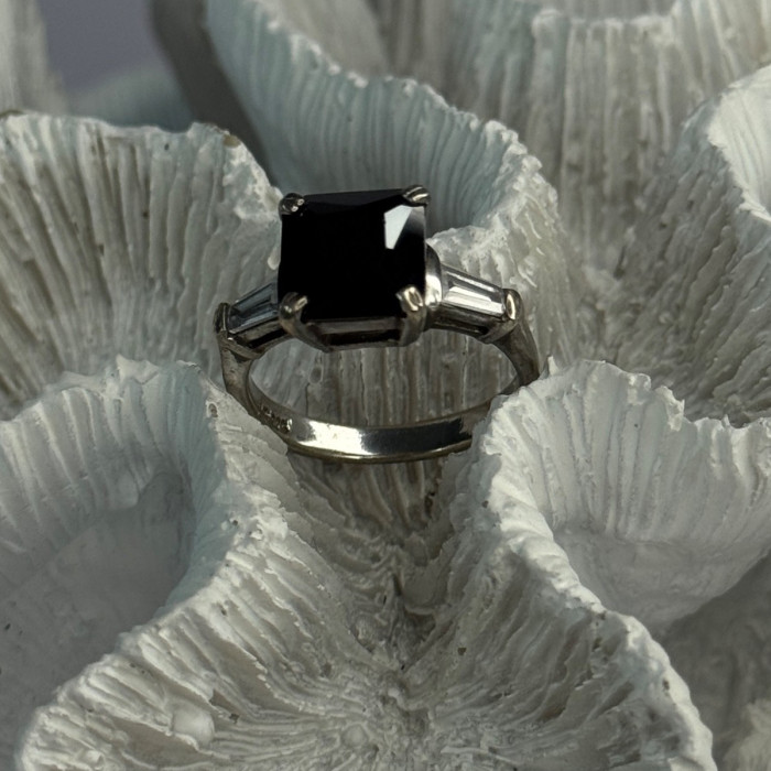 925 Sterling Silver Black Onyx & Beryl Ring Size 7