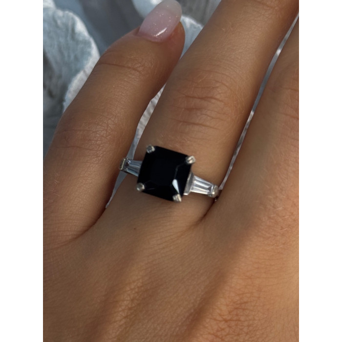 925 Sterling Silver Black Onyx & Beryl Ring Size 7