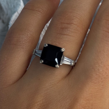 925 Sterling Silver Black Onyx & Beryl Ring Size 7