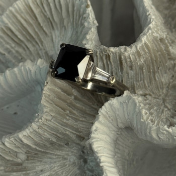 925 Sterling Silver Black Onyx & Beryl Ring Size 7