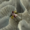 925 Sterling Silver Multi Color Spinel Flower Ring Size 7