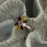 925 Sterling Silver Multi Color Spinel Flower Ring Size 7