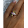 925 Sterling Silver Multi Color Spinel Flower Ring Size 7