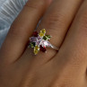 925 Sterling Silver Multi Color Spinel Flower Ring Size 7