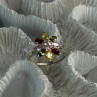 925 Sterling Silver Multi Color Spinel Flower Ring Size 7