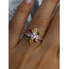 925 Sterling Silver Multi Color Spinel Flower Ring Size 7