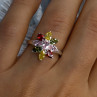 925 Sterling Silver Multi Color Spinel Flower Ring Size 7