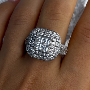 925 Sterling Silver White Tourmaline Ring Size 9