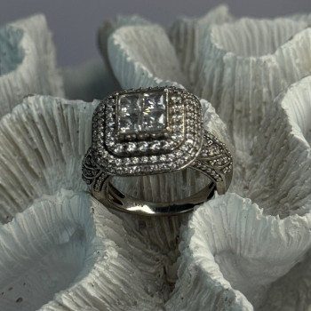 925 Sterling Silver White Tourmaline Ring Size 9