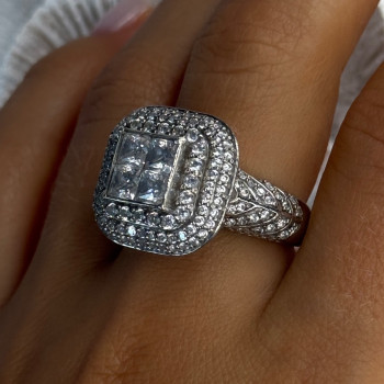 925 Sterling Silver White Tourmaline Ring Size 9