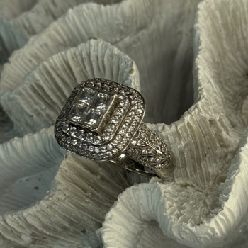 925 Sterling Silver White Tourmaline Ring Size 9