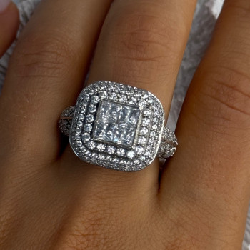 925 Sterling Silver White Tourmaline Ring Size 9