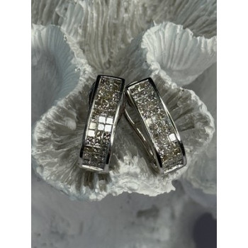 CLASSY 14K WHITE GOLD DIAMOND 1 CARAT EARRINGS LENGTH 0.83 INCH